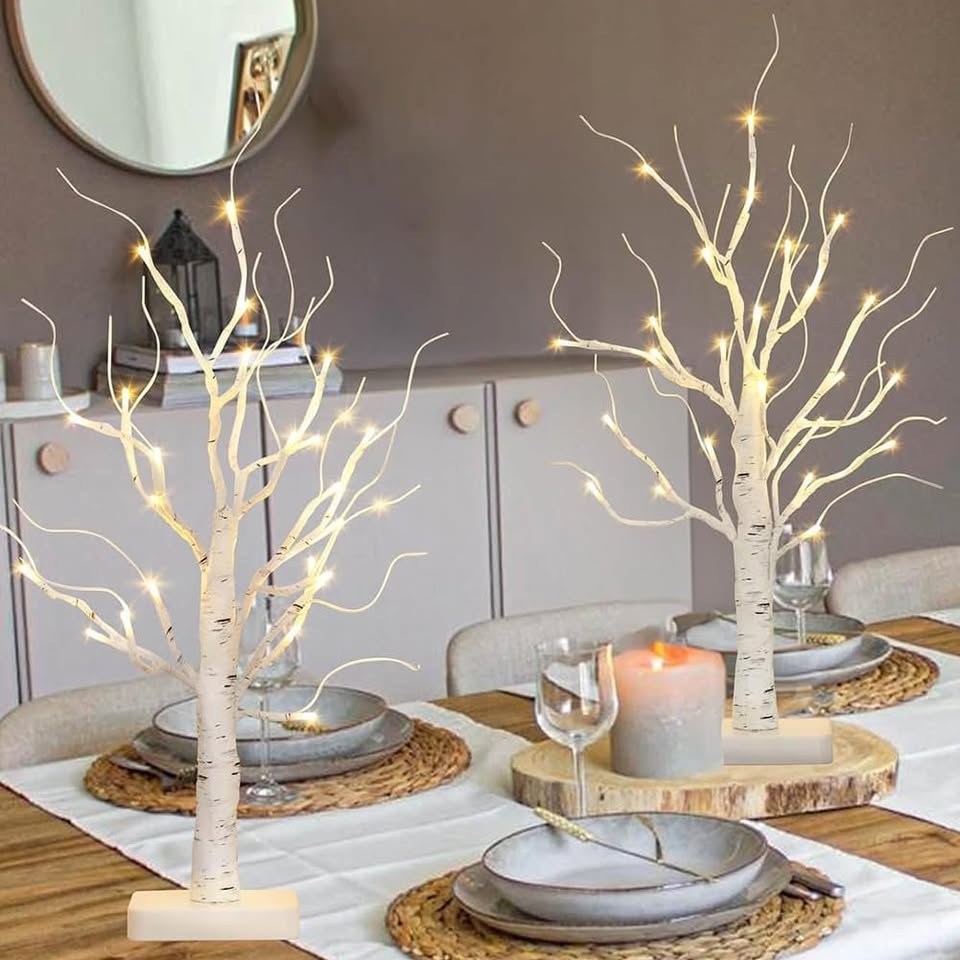 Pack Lighted Birch Tree, Christmas Artificial Tree Battery Operated