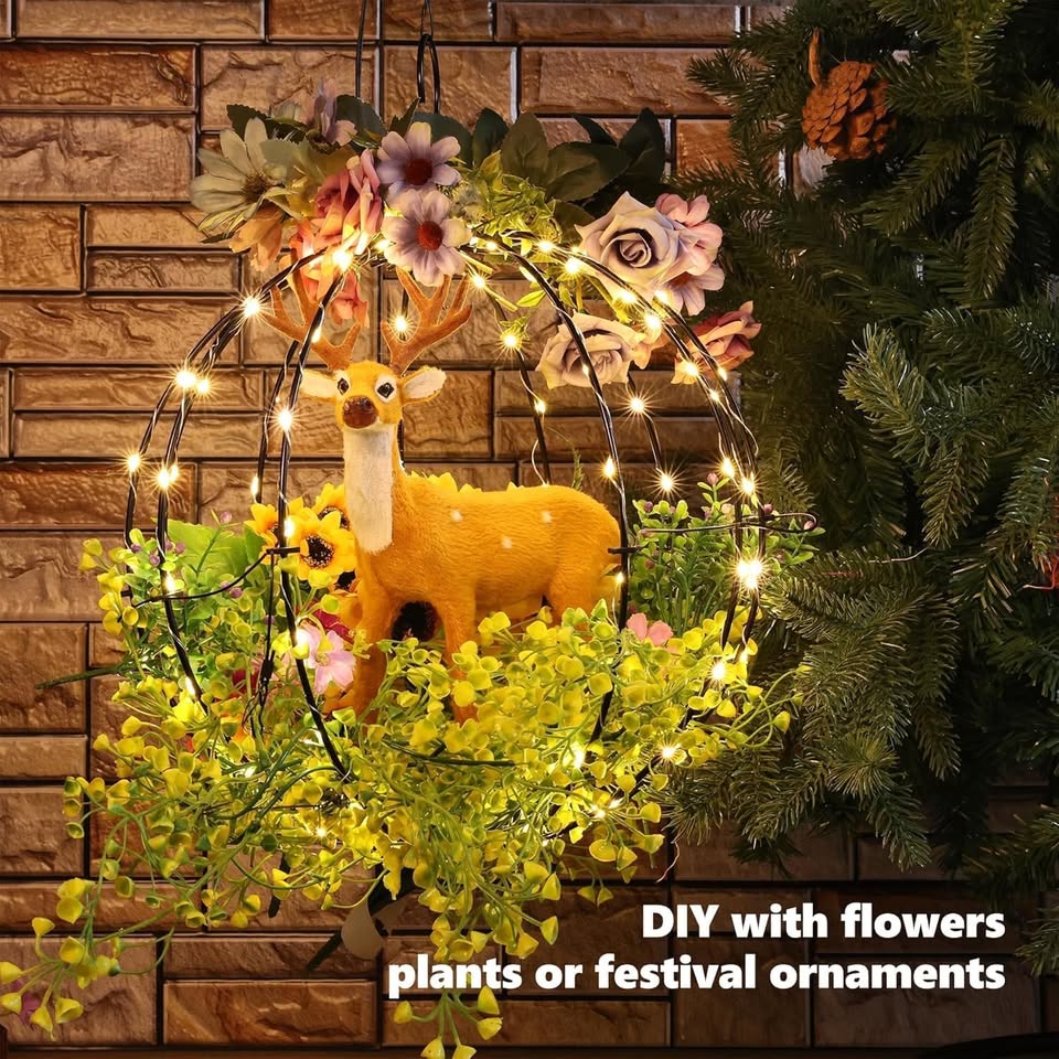 2 Pack Christmas Ball Lights, 13IN & 11IN Foldable Metal Sphere Lights