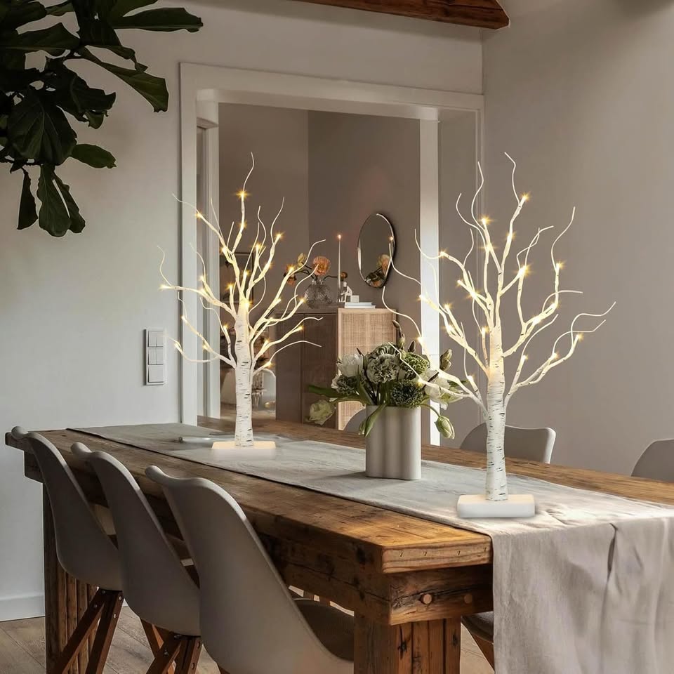 Pack Lighted Birch Tree, Christmas Artificial Tree Battery Operated