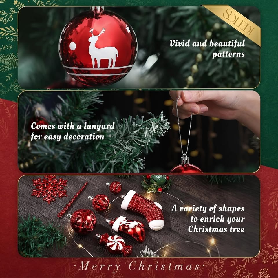 128Pcs Christmas Tree Decorations Set Christmas Decor Ornaments