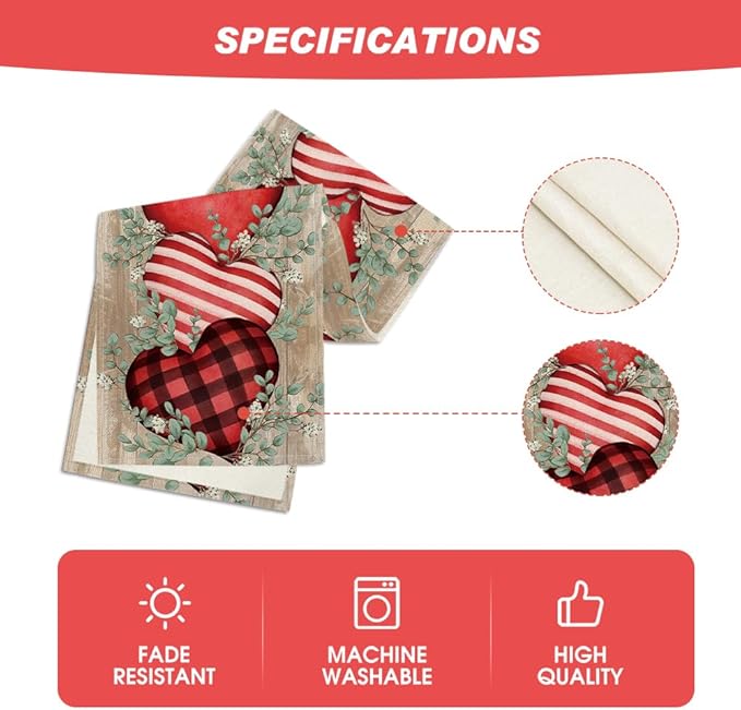 Valentine's Table Runner for Home Party Decor