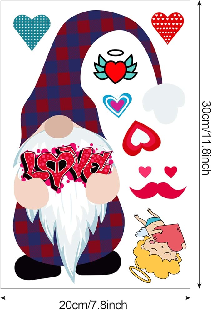 3 PCS Valentine’s Decals Window Stickers & Clings – Reusable Heart Window Decor