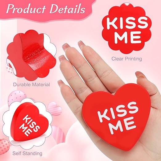 6-Piece Small Heart Shaped Valentine’s Day Decor – Mini Heart Decorations for Home, Table & Shelf