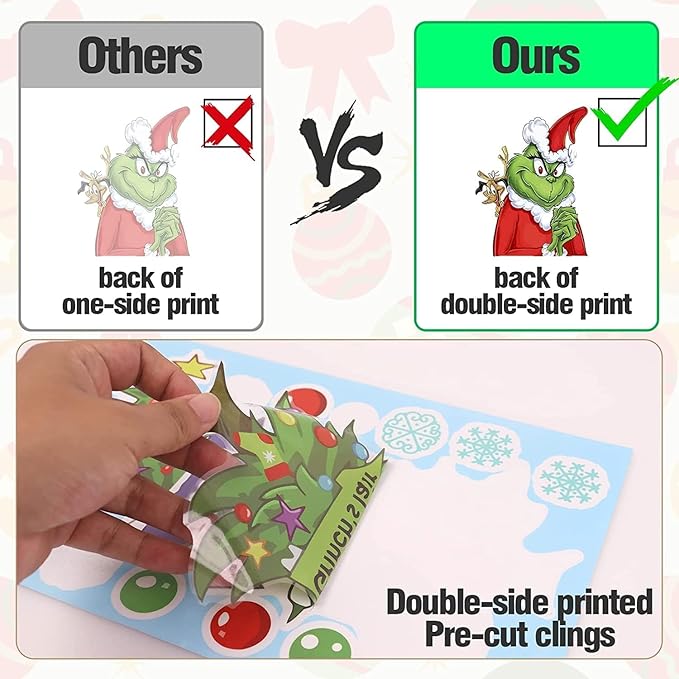 102Pcs Christmas Window Clings – Grinch Holiday Decorations & Window Stickers