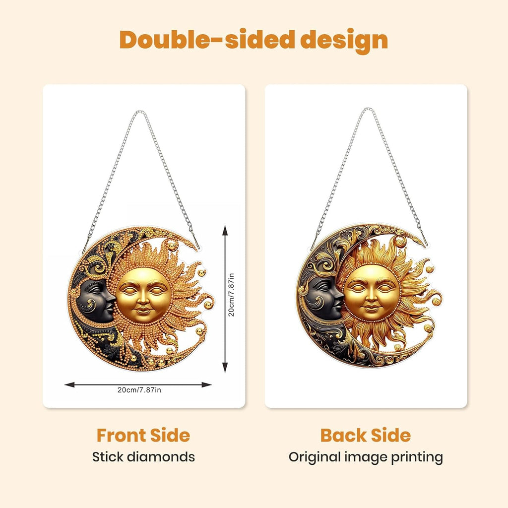 Sun and Moon Diamond Art Hanging Kits for Home Door Wall Decor