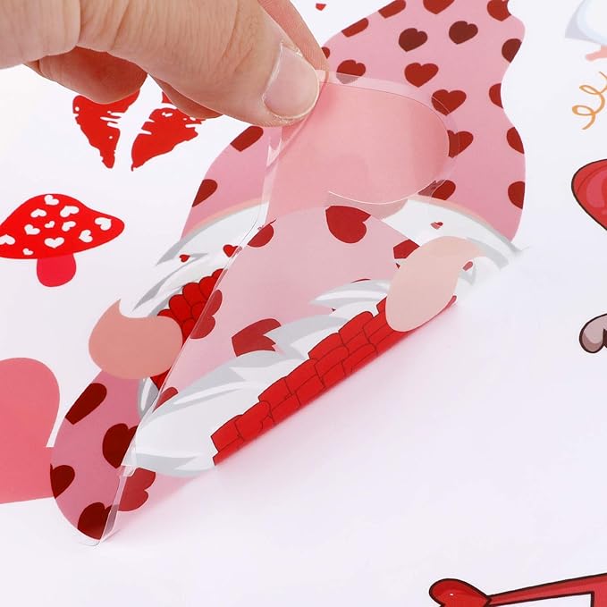 3 PCS Valentine’s Decals Window Stickers & Clings – Reusable Heart Window Decor