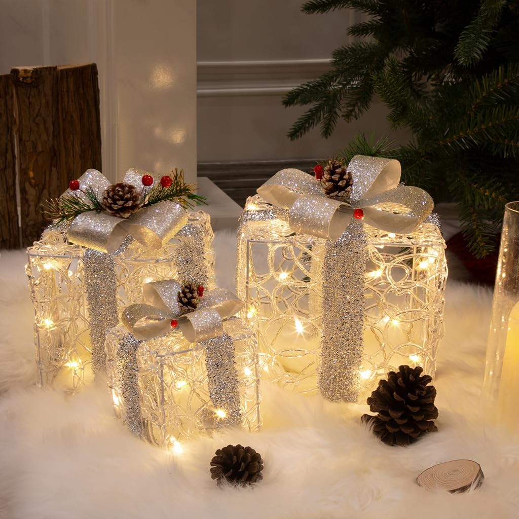 3 set Christmas Lighted Gift Boxes