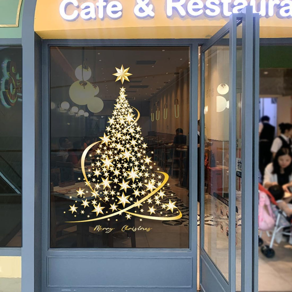 2 Pack Christmas Tree Window Clings Stickers for Glass