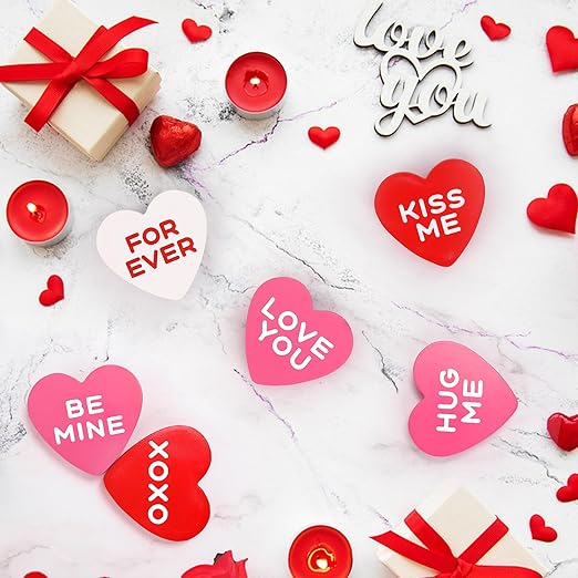 6-Piece Small Heart Shaped Valentine’s Day Decor – Mini Heart Decorations for Home, Table & Shelf