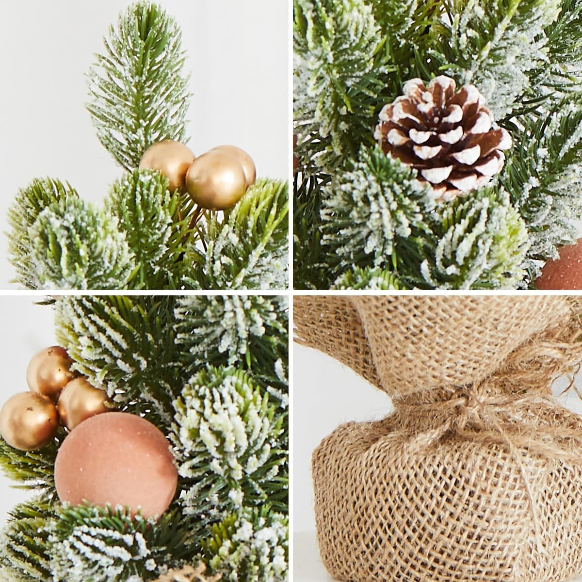 Lighted Mini Christmas Tree ,Tabletop Xmas Decor with Ornaments & Gnome