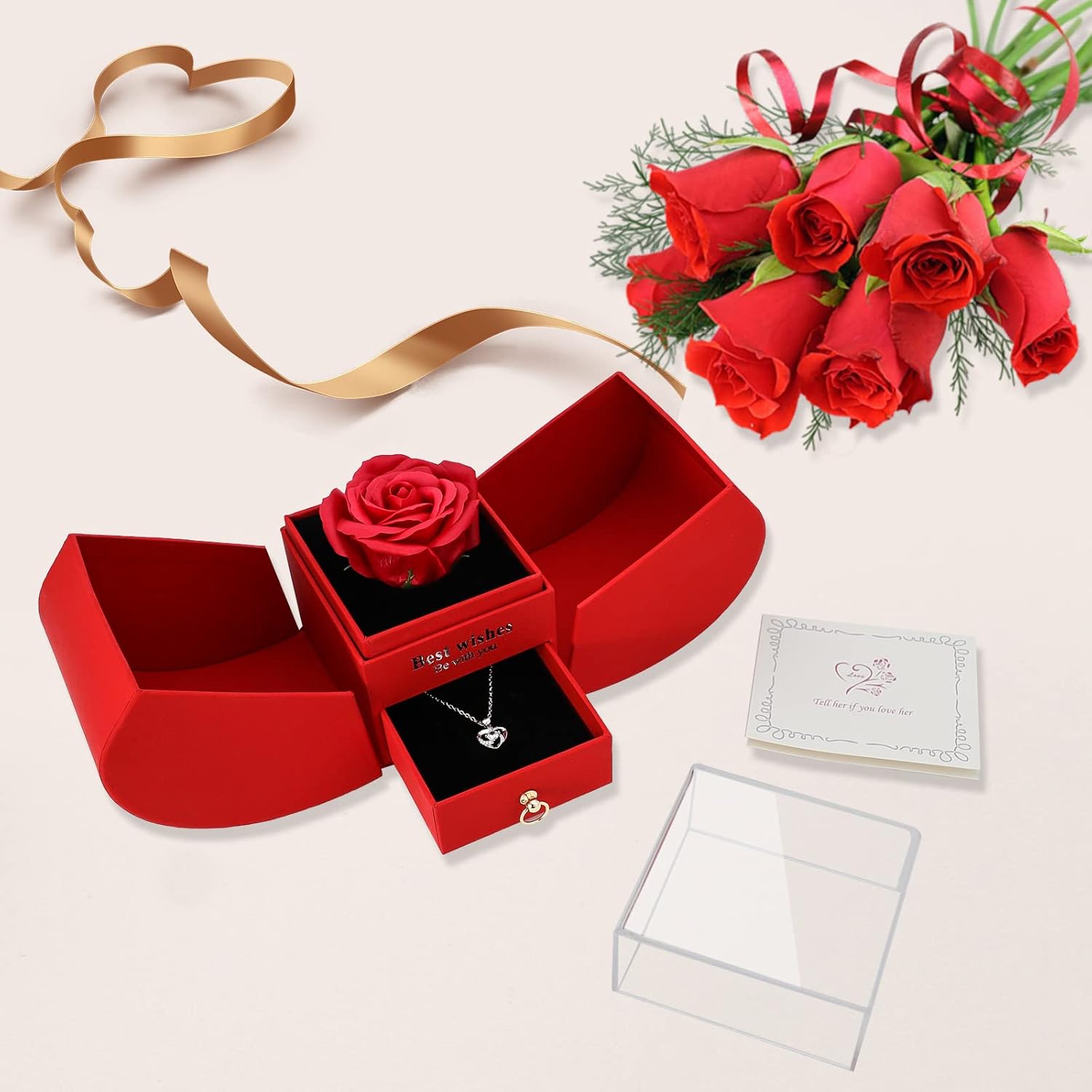 Romantic Jewelry Gift Box for Her | Preserved Rose & Sterling Silver Necklace – Birthday/Anniversary