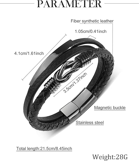 Men’s Infinity Knot Leather Bracelet – Valentine’s Gift for Him
