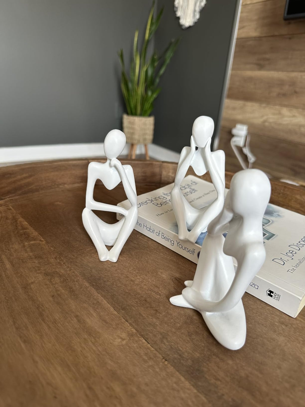 3 PCS Resin Thinker Statue Figurines Home Decor