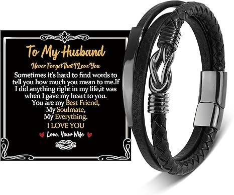 Men’s Infinity Knot Leather Bracelet – Valentine’s Gift for Him