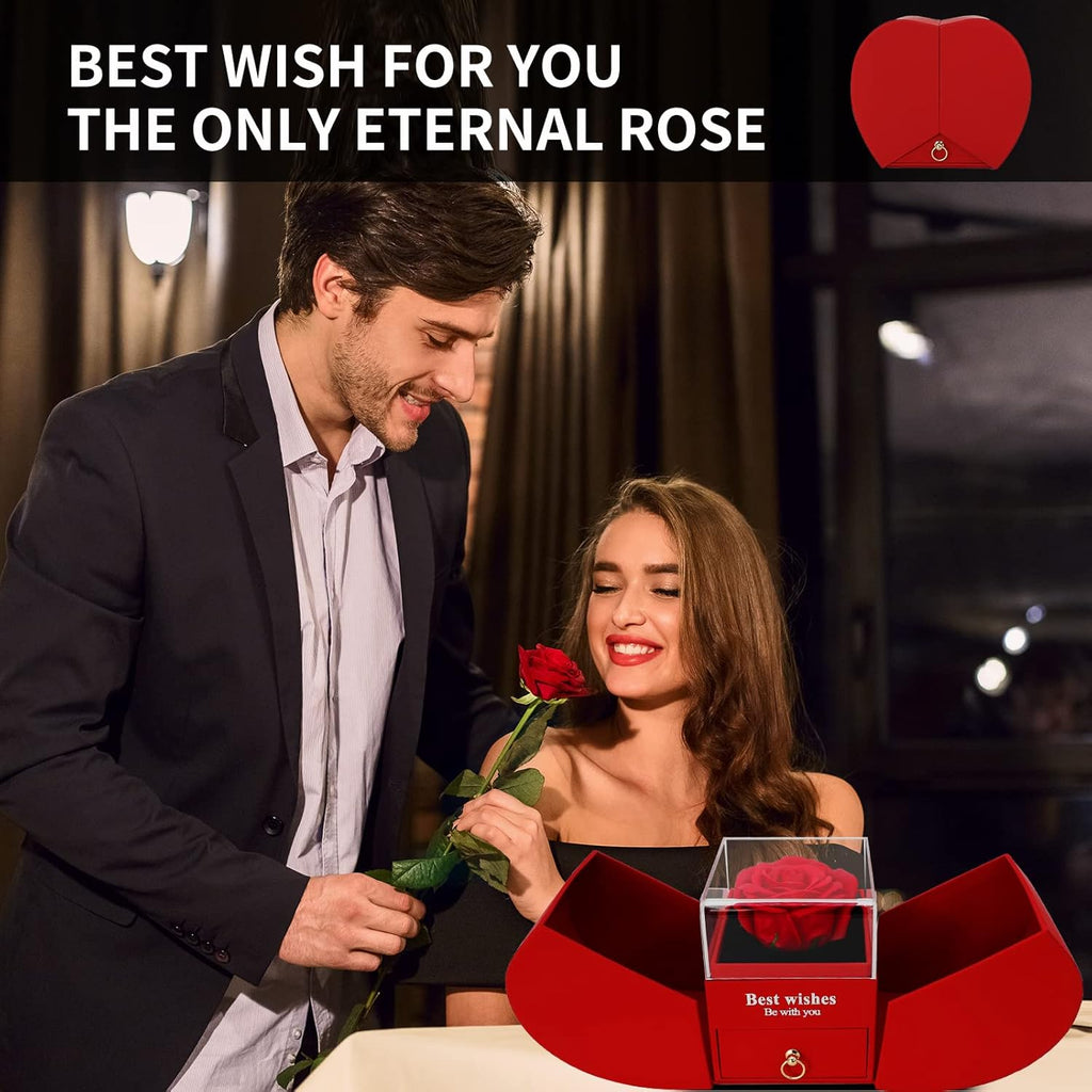 Romantic Jewelry Gift Box for Her | Preserved Rose & Sterling Silver Necklace – Birthday/Anniversary