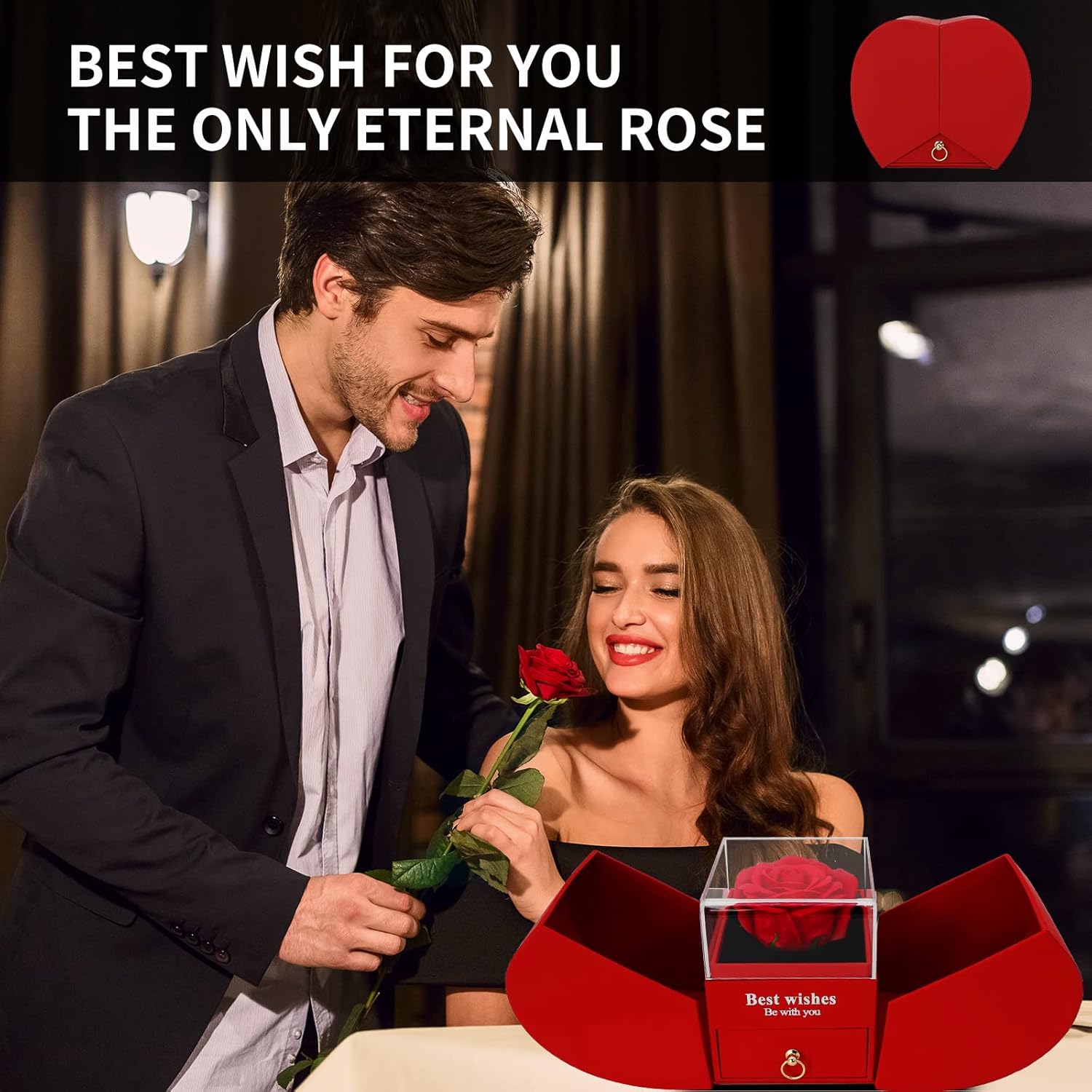 Romantic Jewelry Gift Box for Her | Preserved Rose & Sterling Silver Necklace – Birthday/Anniversary