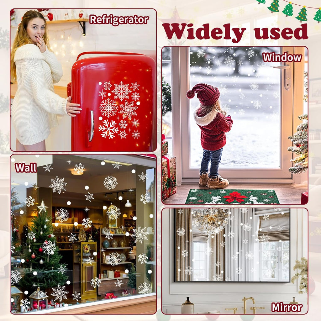 152 PCS Christmas Snowflake Window Clings Stickers – 8 Sheets Decor