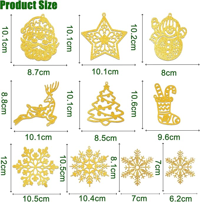 42PCS Gold Snowflake Christmas Tree Decorations