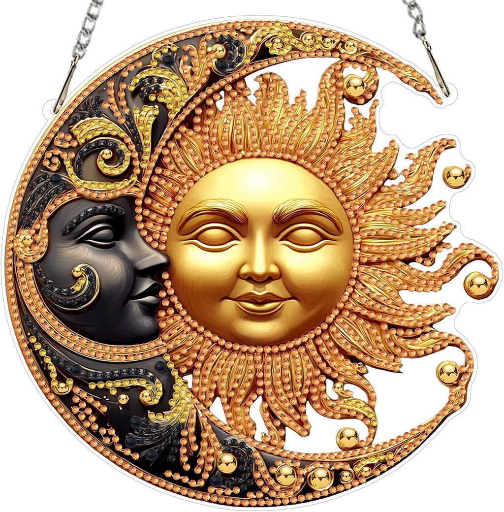 Sun and Moon Diamond Art Hanging Kits for Home Door Wall Decor