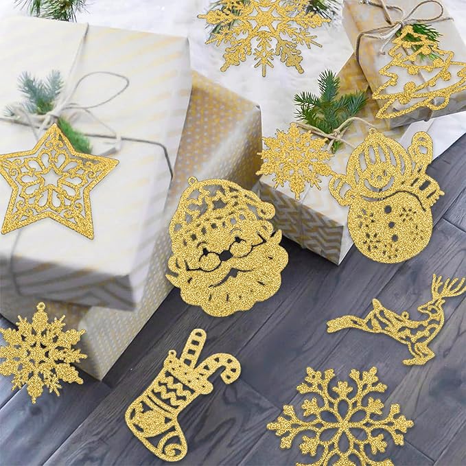 42PCS Gold Snowflake Christmas Tree Decorations