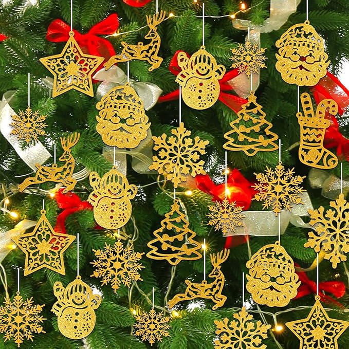 42PCS Gold Snowflake Christmas Tree Decorations