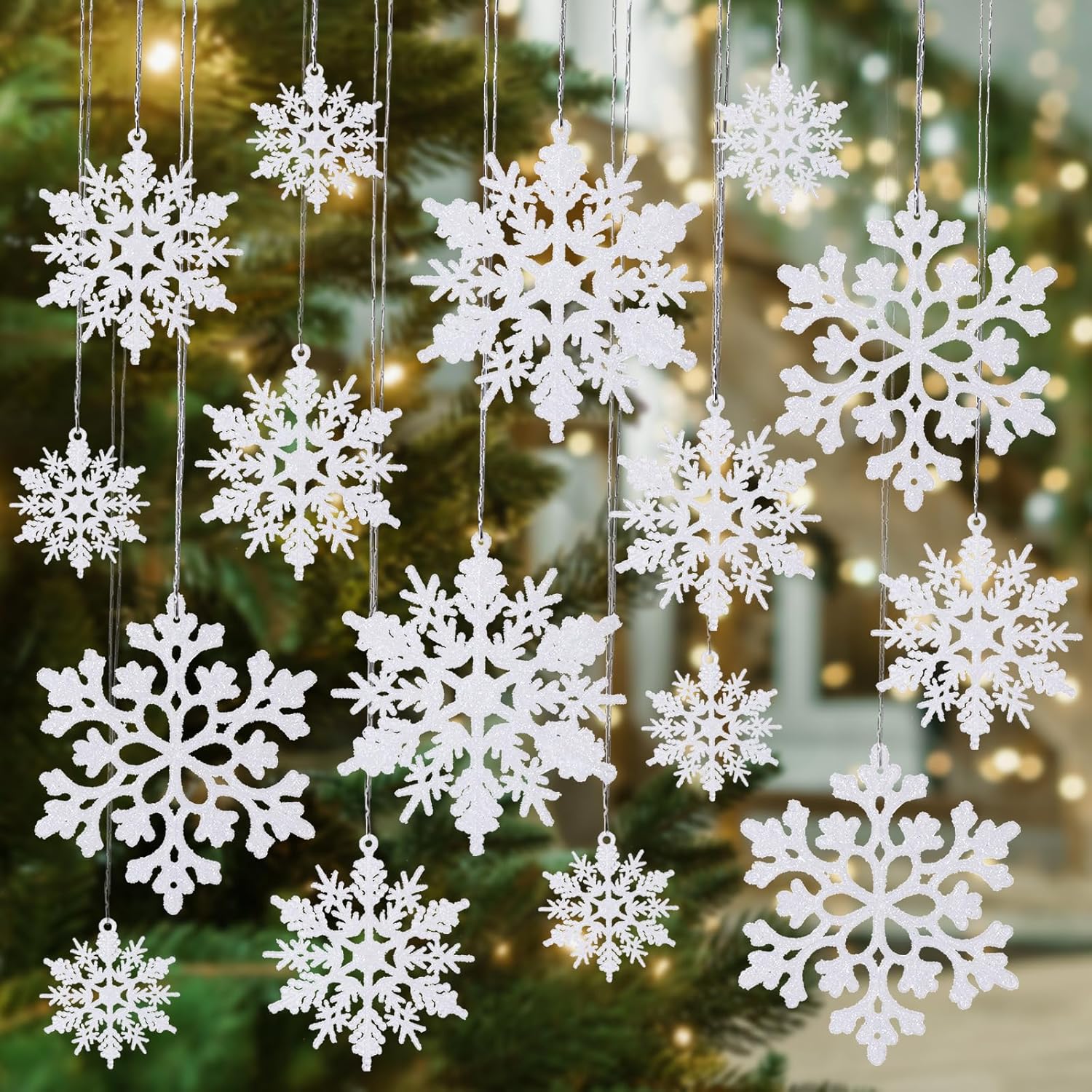 36 pcs White Snowflake Ornaments