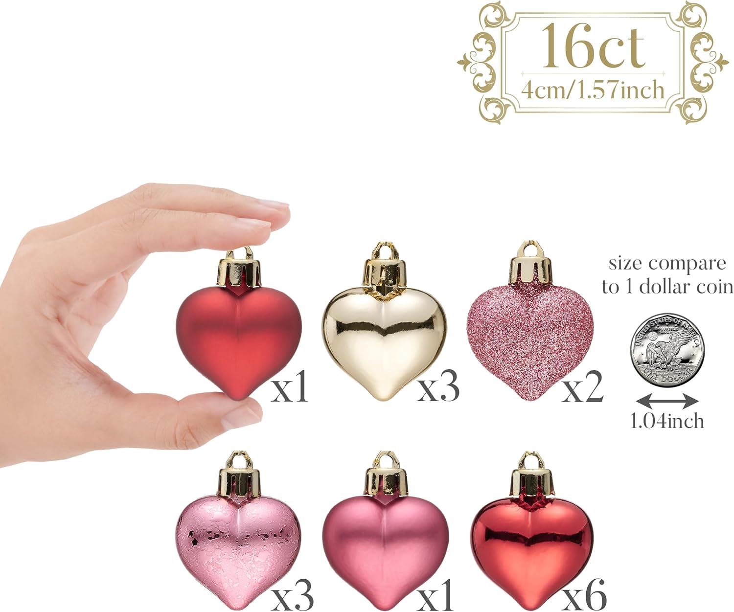 16Pcs Valentine's Day Heart Shaped Ornaments Gift Pack