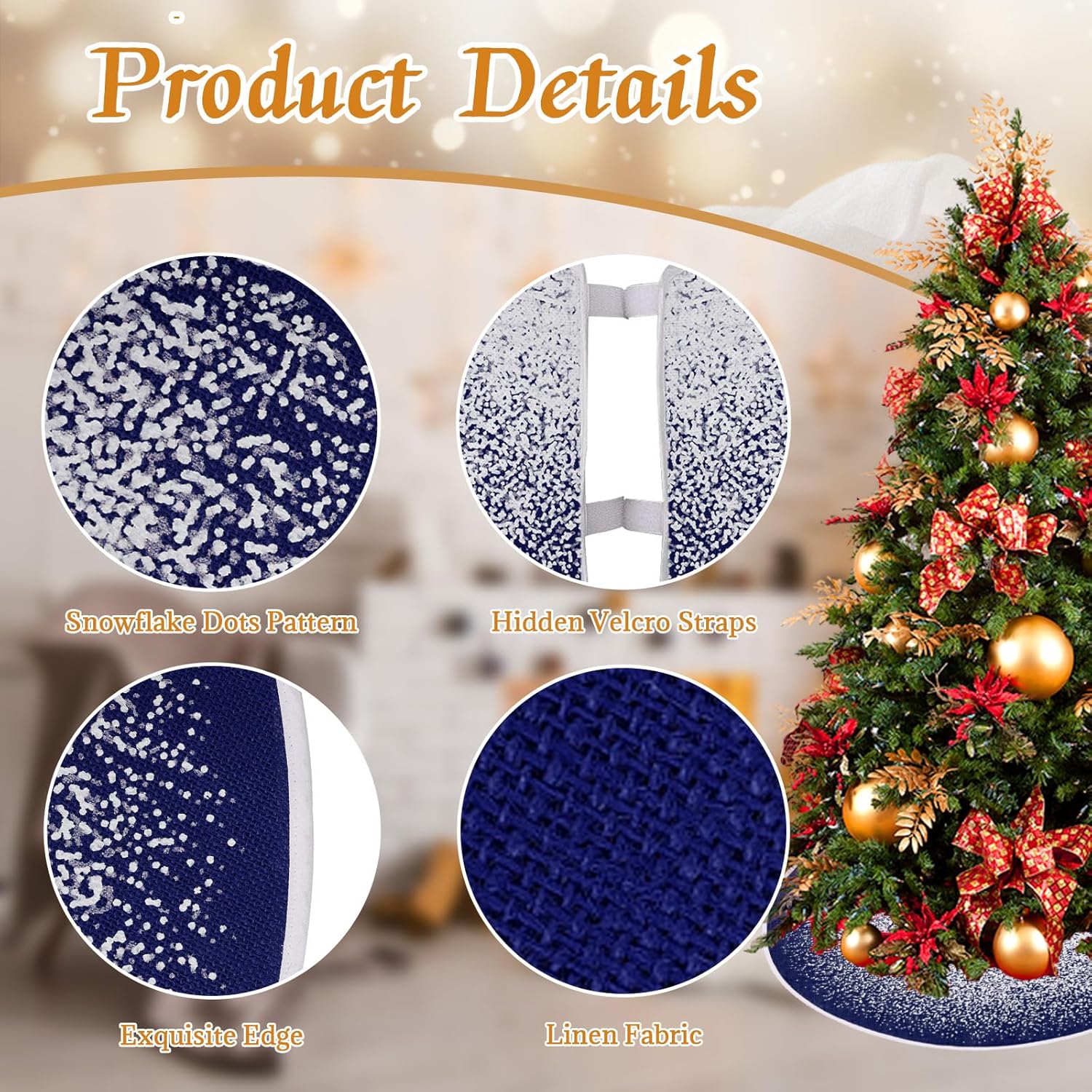 Christmas Tree Skirt, 30 Inch Rustic Burlap Tree Skirt with Red Car and Letter