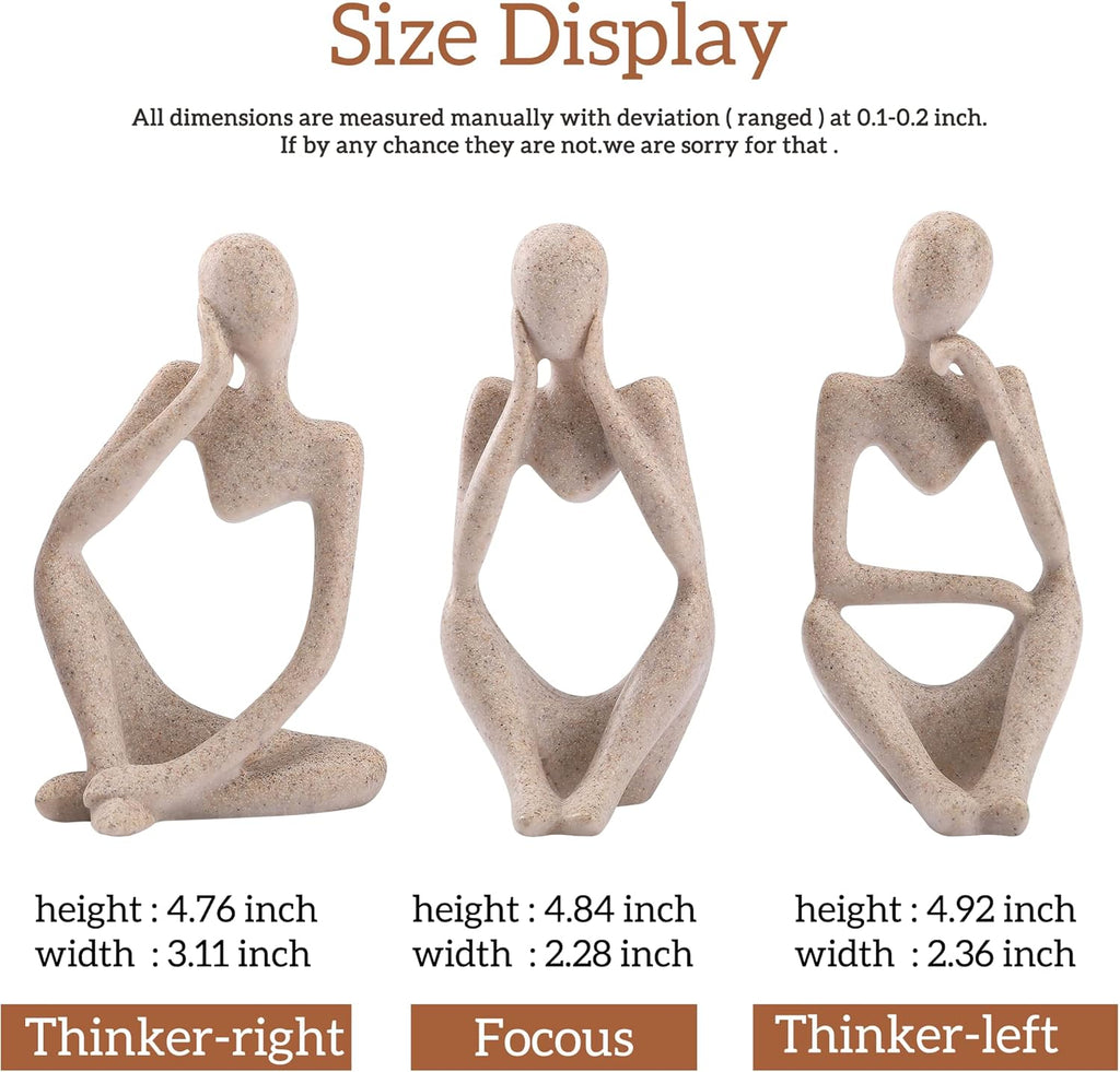 3 PCS Resin Thinker Statue Figurines Home Decor