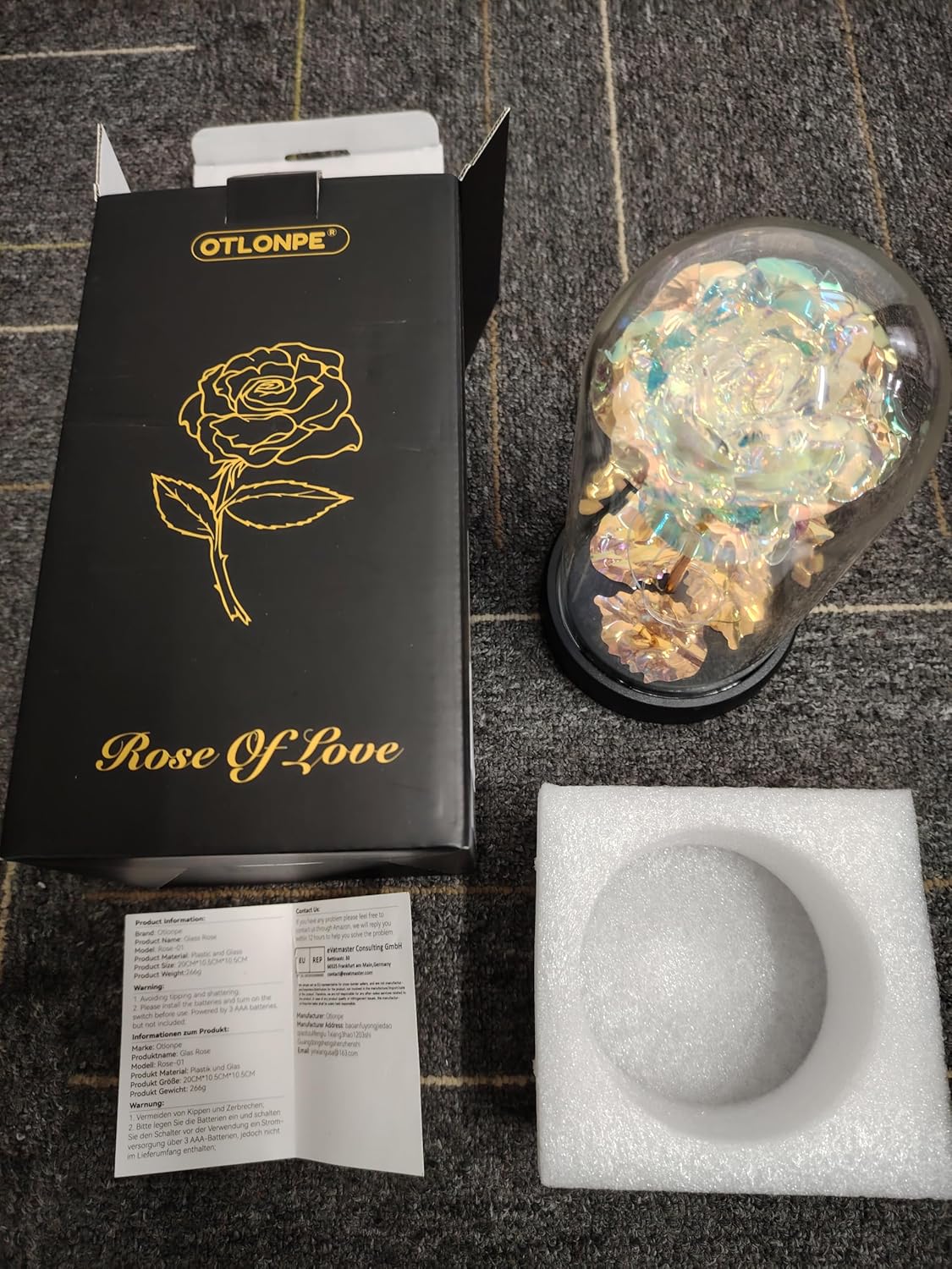 Otlonpe Glass Rose Flower – Perfect Gift for Women | Christmas, Birthday, Valentine’s Day