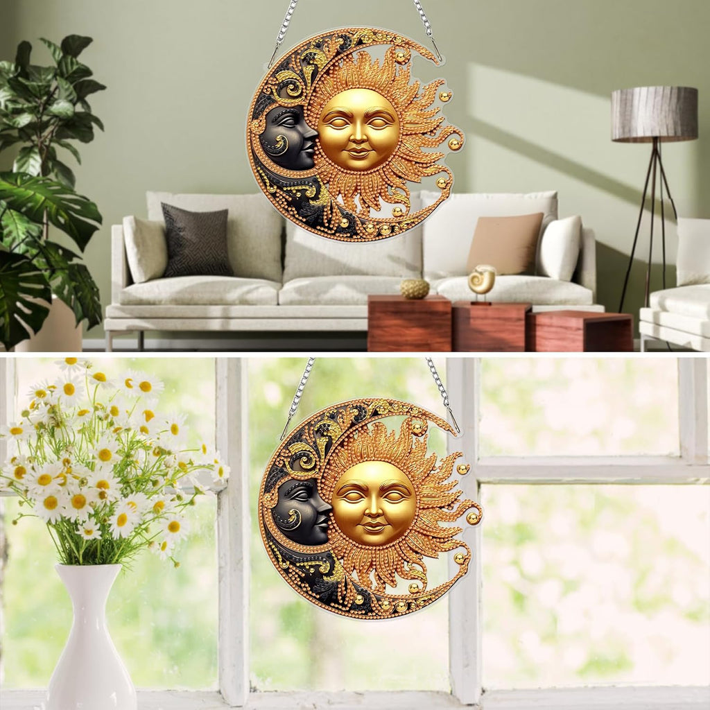 Sun and Moon Diamond Art Hanging Kits for Home Door Wall Decor