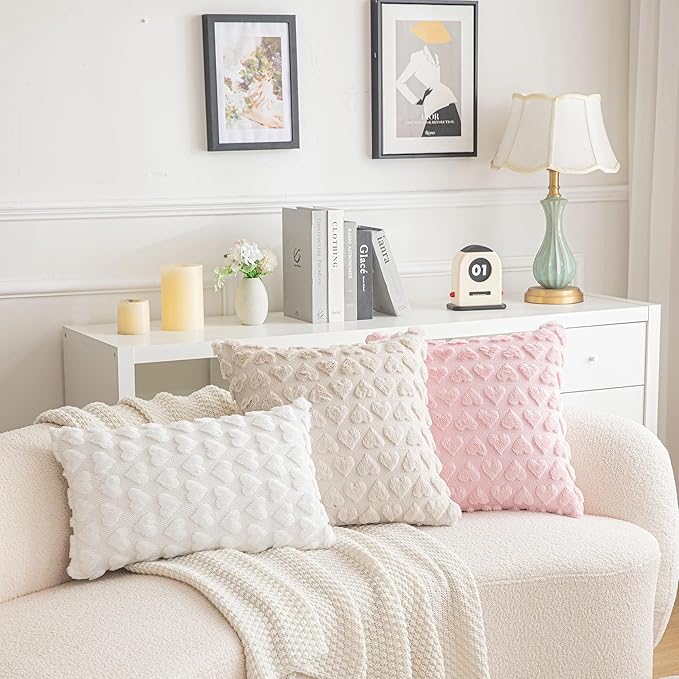 2 Heart Love Cute Pink Valentine’s Throw Pillow Cover – Romantic Decorative Cushion Cover for Home Décor