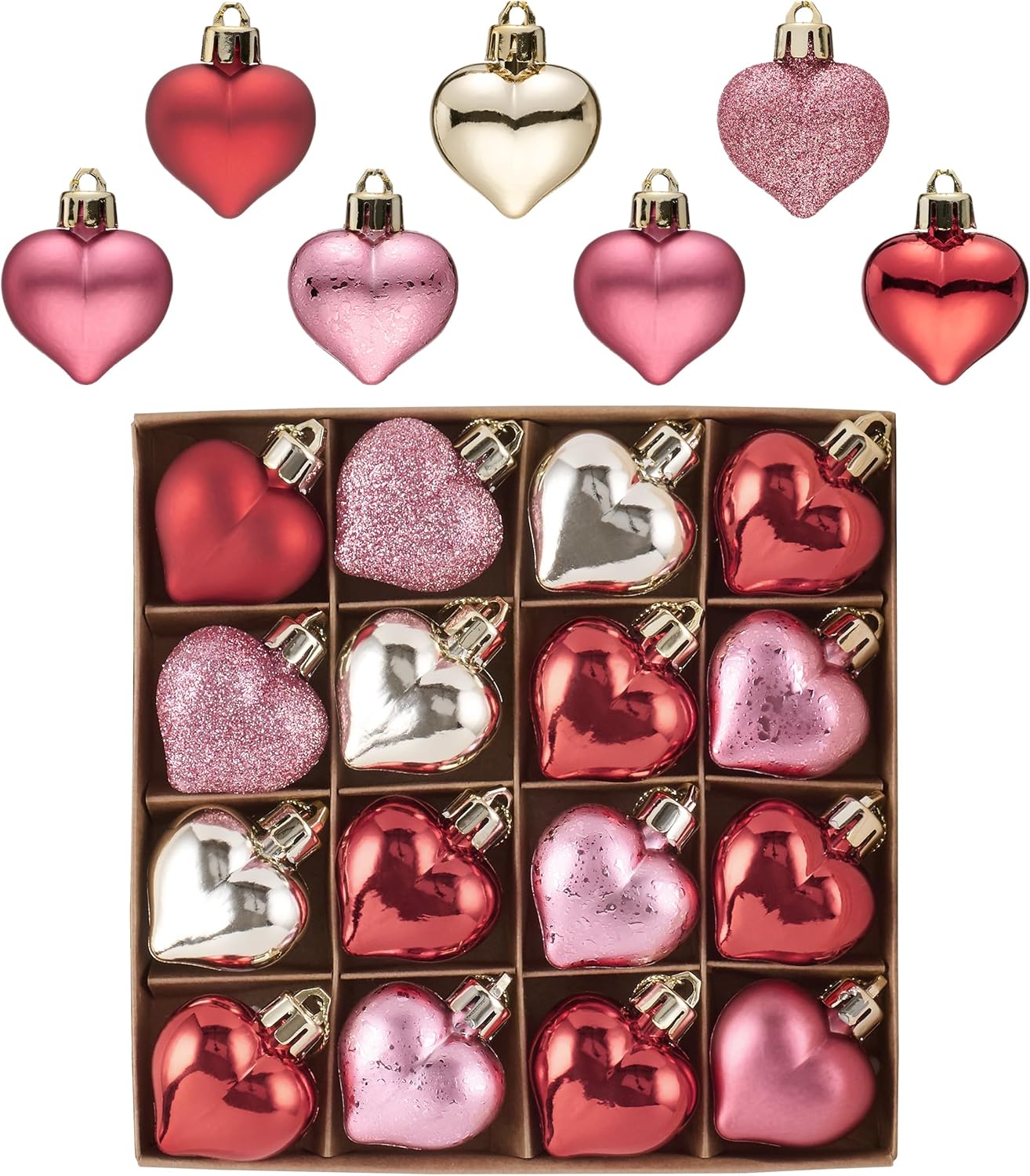 16Pcs Valentine's Day Heart Shaped Ornaments Gift Pack