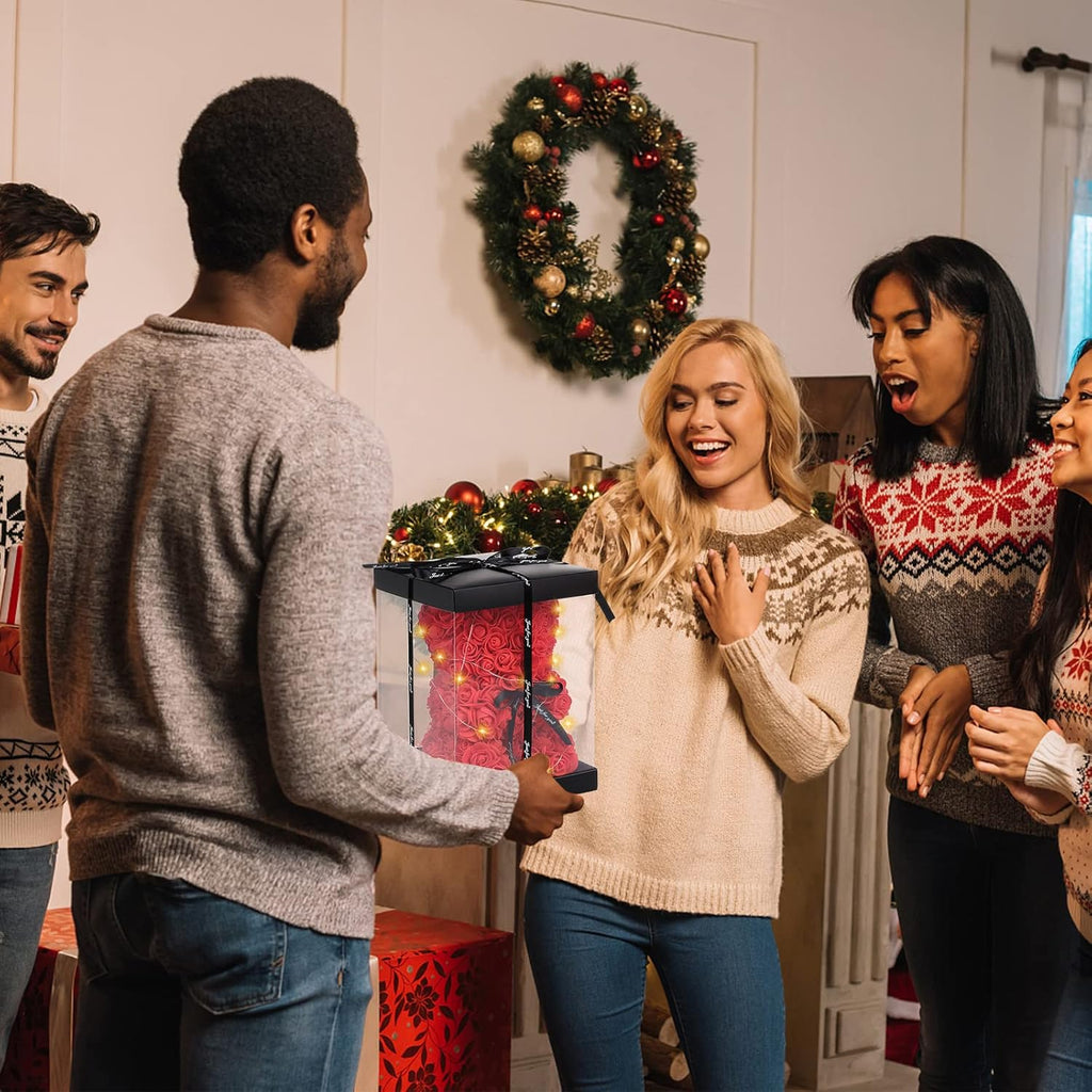 Rose Bear Flower – Light Up Teddy Bear Gift for Her, Valentine’s Day