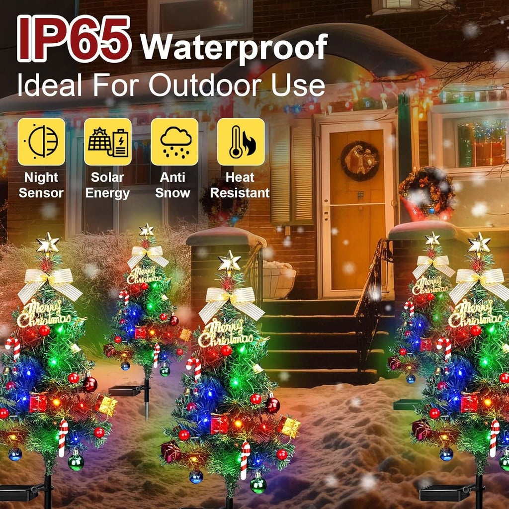 2PCS Solar Christmas Lights Trees Outdoor Decorations