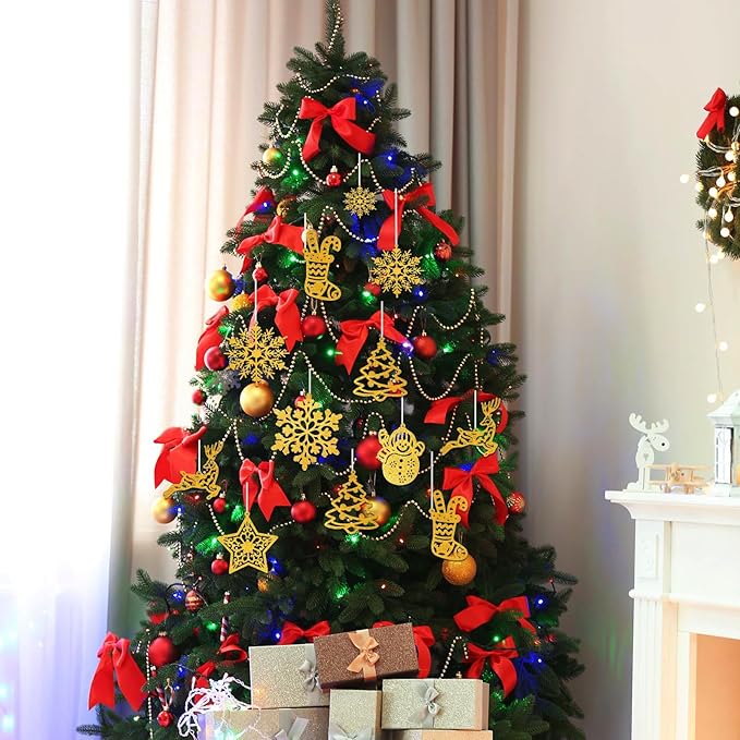 42PCS Gold Snowflake Christmas Tree Decorations