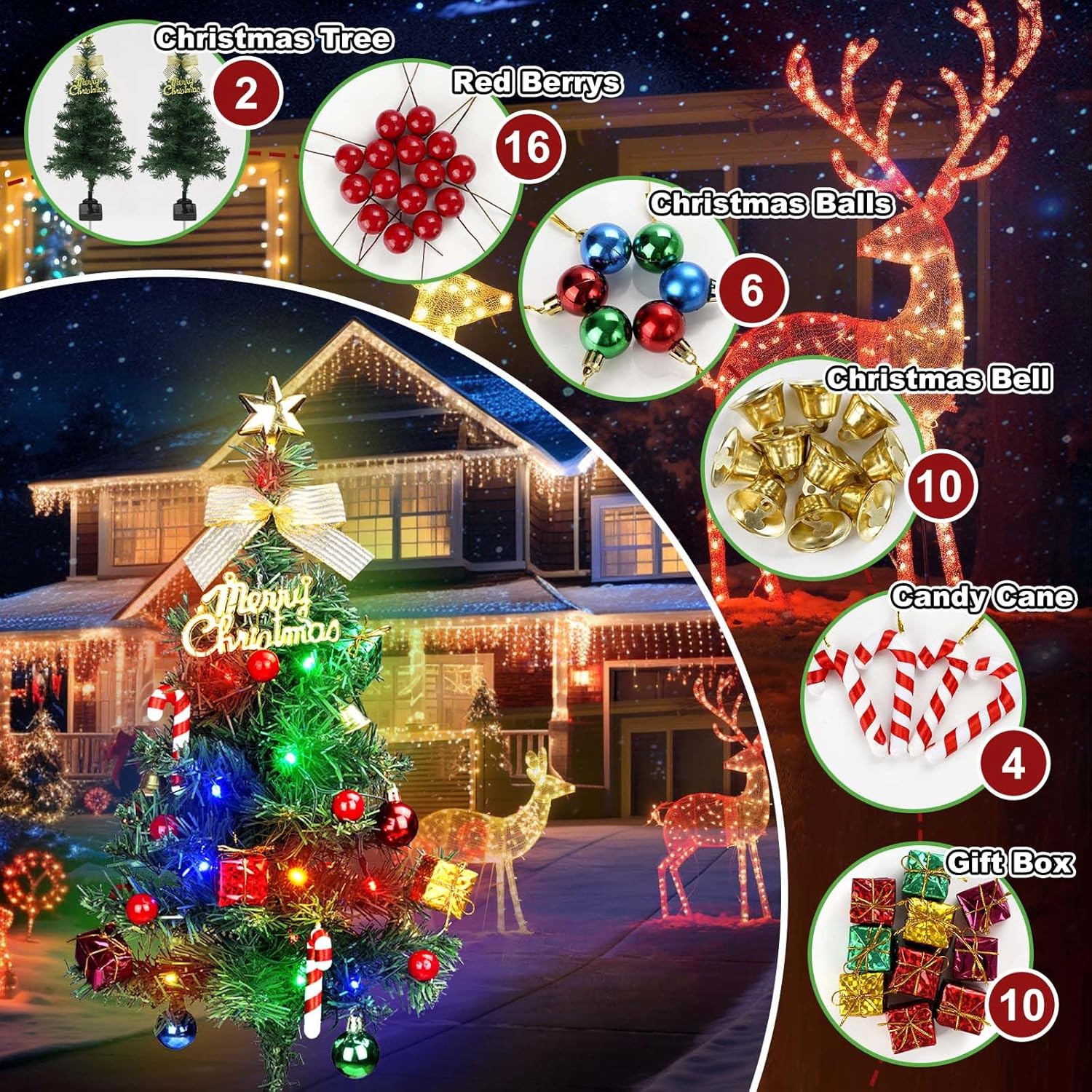 2PCS Solar Christmas Lights Trees Outdoor Decorations