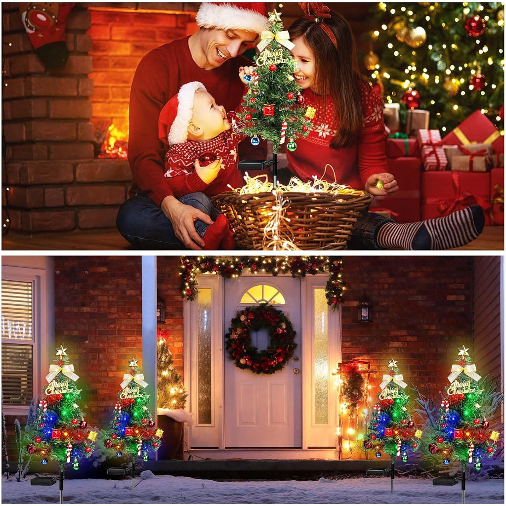 2PCS Solar Christmas Lights Trees Outdoor Decorations