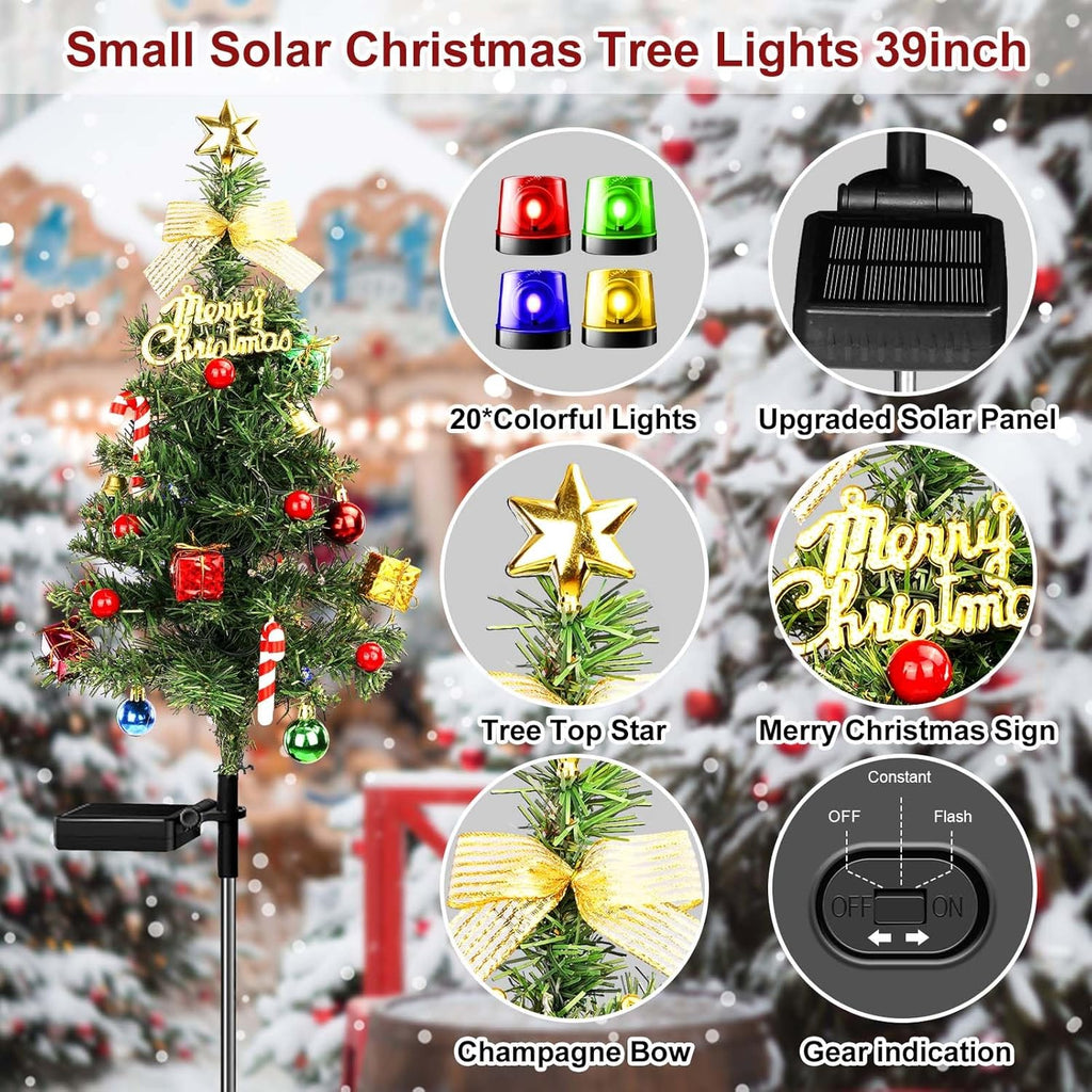 2PCS Solar Christmas Lights Trees Outdoor Decorations