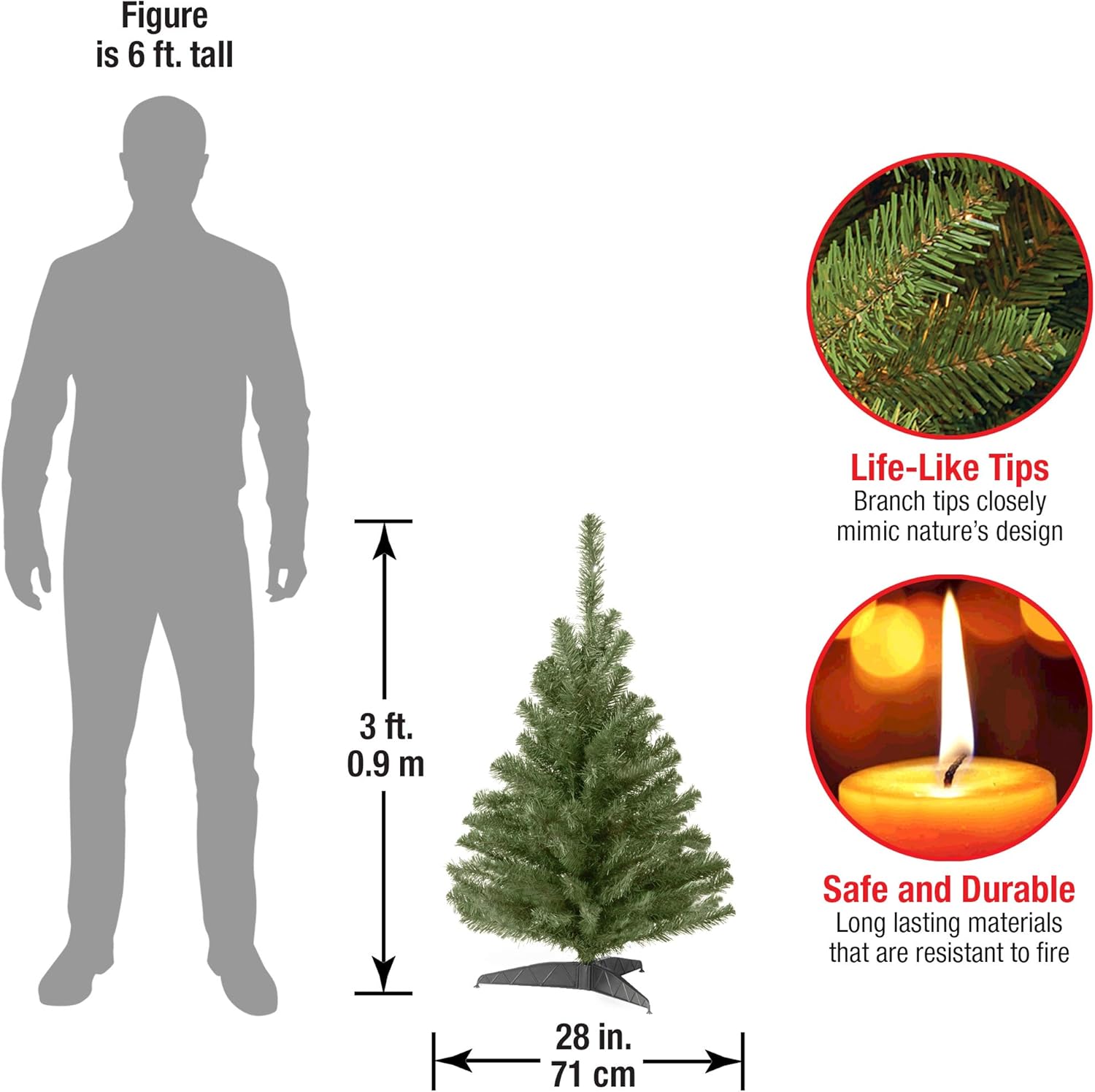 3 Ft Unlit Kincaid Spruce Mini Artificial Christmas Tree – 113 Tips with Stand |
