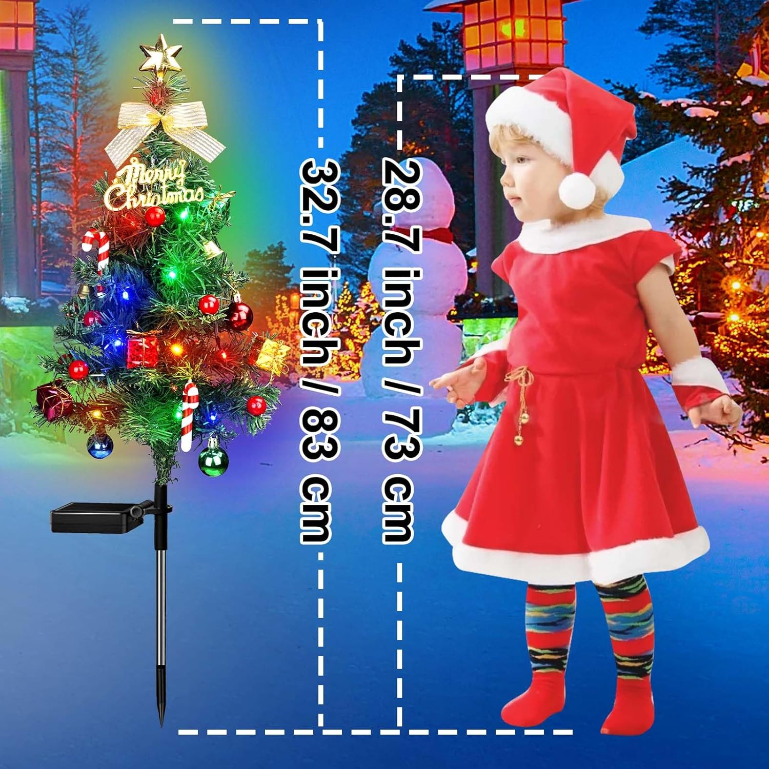 2PCS Solar Christmas Lights Trees Outdoor Decorations