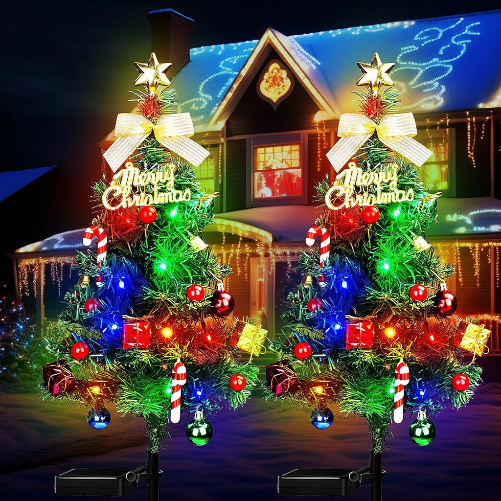 2PCS Solar Christmas Lights Trees Outdoor Decorations