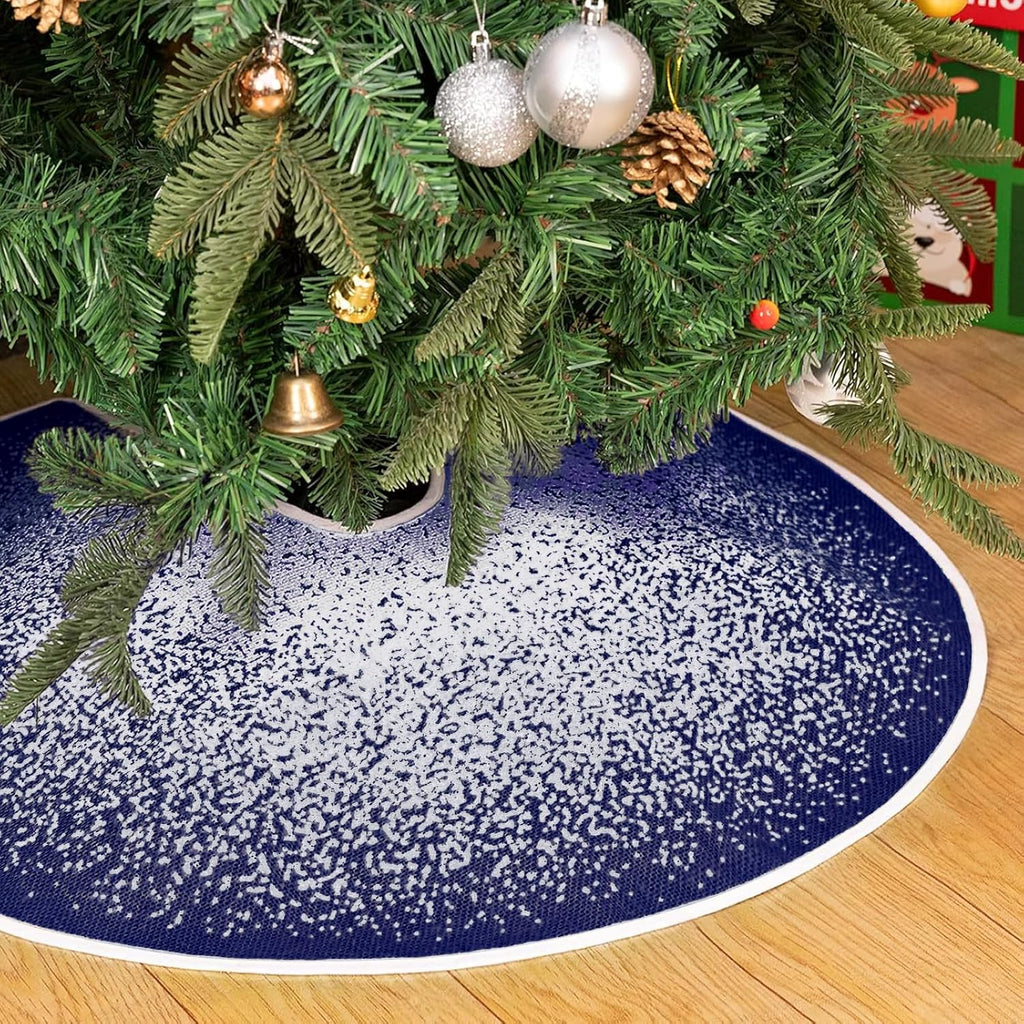 Christmas Tree Skirt, 30 Inch Rustic Burlap Tree Skirt with Red Car and Letter